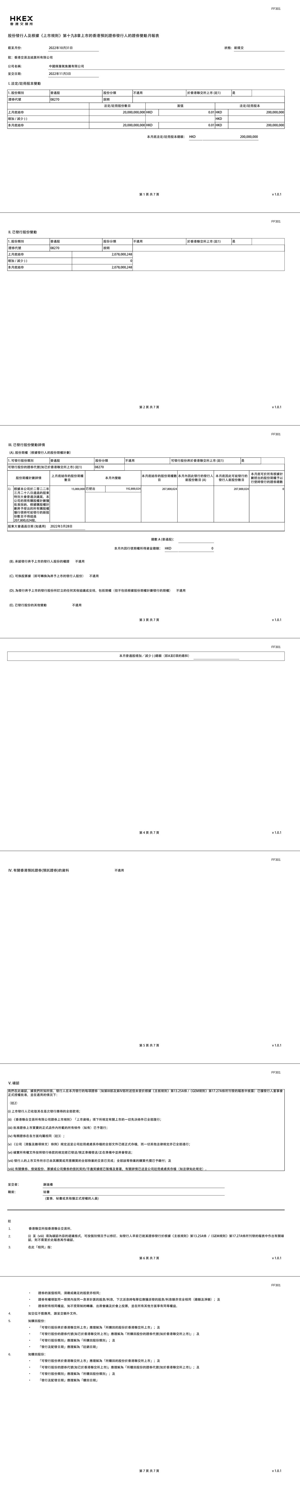 股份发行人的证券变动月报表
